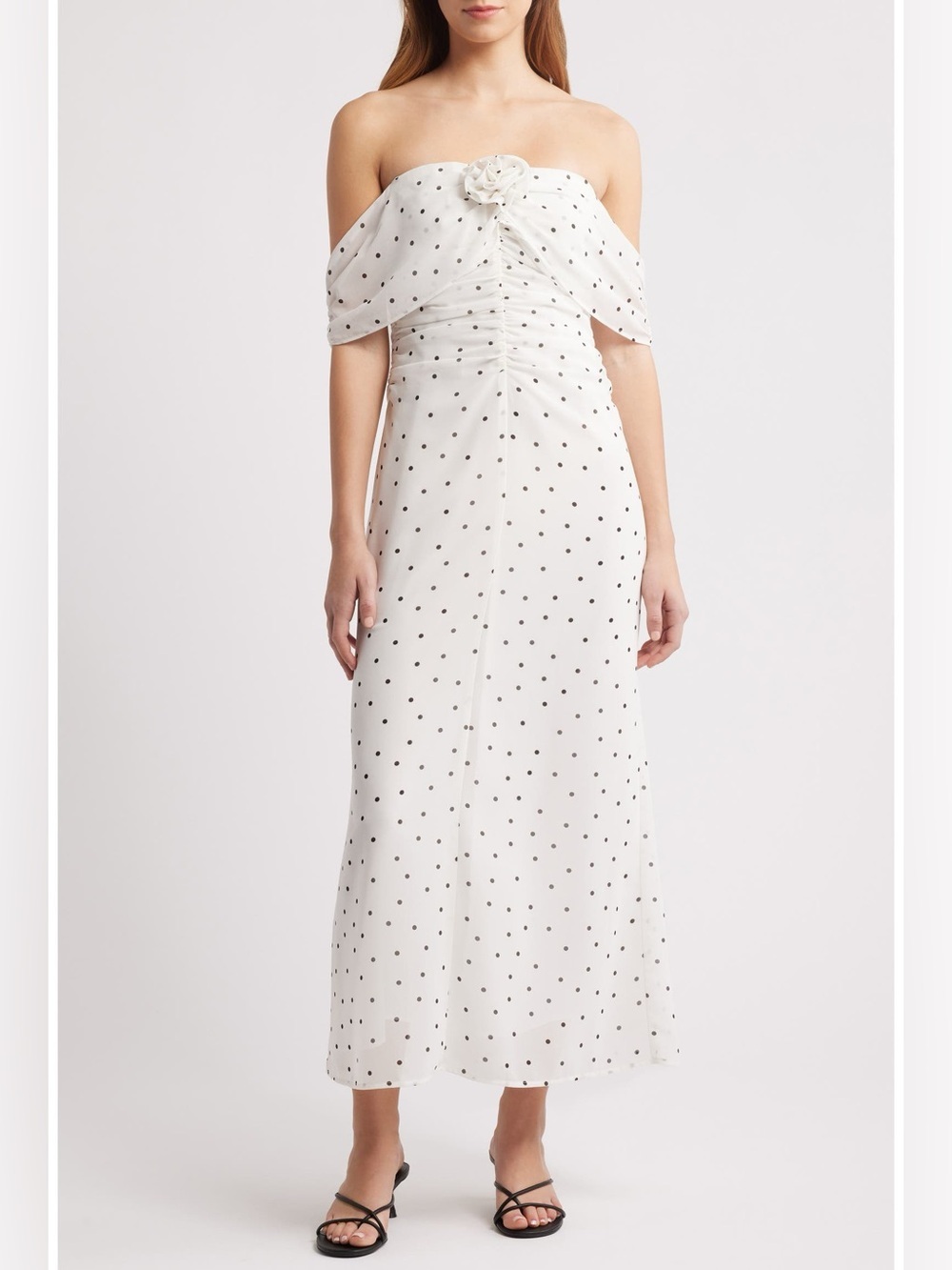 Wayf Mini Polka Dot Off the Shoulder Dress
